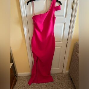 hot pink likely formal dress